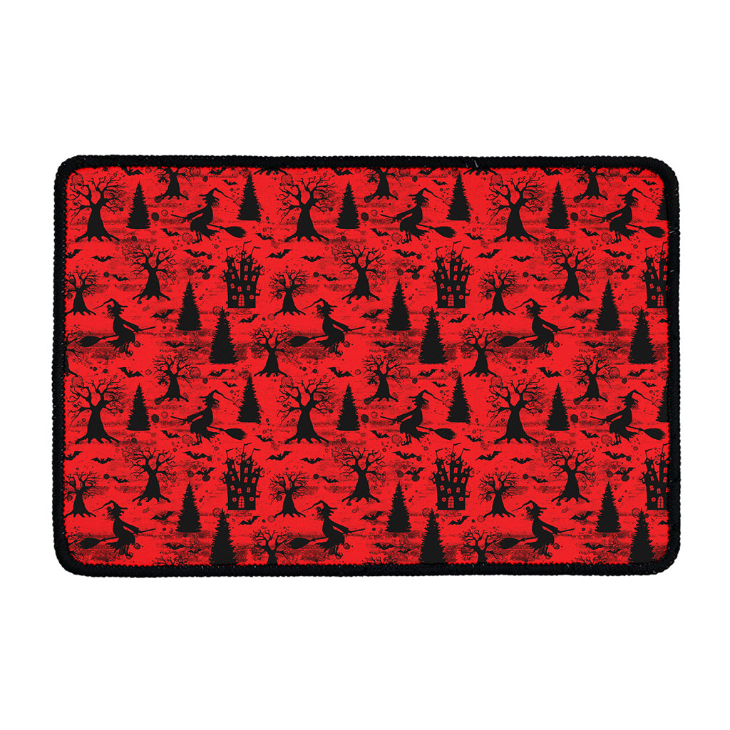 Red And Black Horror Witch Pattern Print Kitchen Mat