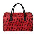 Red And Black Horror Witch Pattern Print Leather Duffel Bag