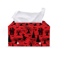 Red And Black Horror Witch Pattern Print Leather Tissue Box Cover