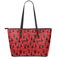 Red And Black Horror Witch Pattern Print Leather Tote Bag With Zipper