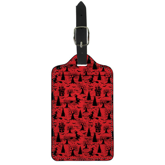 Red And Black Horror Witch Pattern Print Luggage Tag