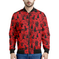 Red And Black Horror Witch Pattern Print Men's Bomber Jacket