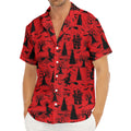 Red And Black Horror Witch Pattern Print Men's Deep V-Neck Shirt