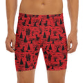 Red And Black Horror Witch Pattern Print Men's Long Boxer Briefs