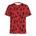 Red And Black Horror Witch Pattern Print Men's Athletic T-Shirt