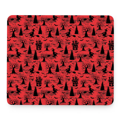 Red And Black Horror Witch Pattern Print Mouse Pad