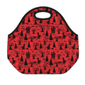 Red And Black Horror Witch Pattern Print Neoprene Lunch Bag