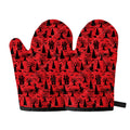 Red And Black Horror Witch Pattern Print Oven Mitts