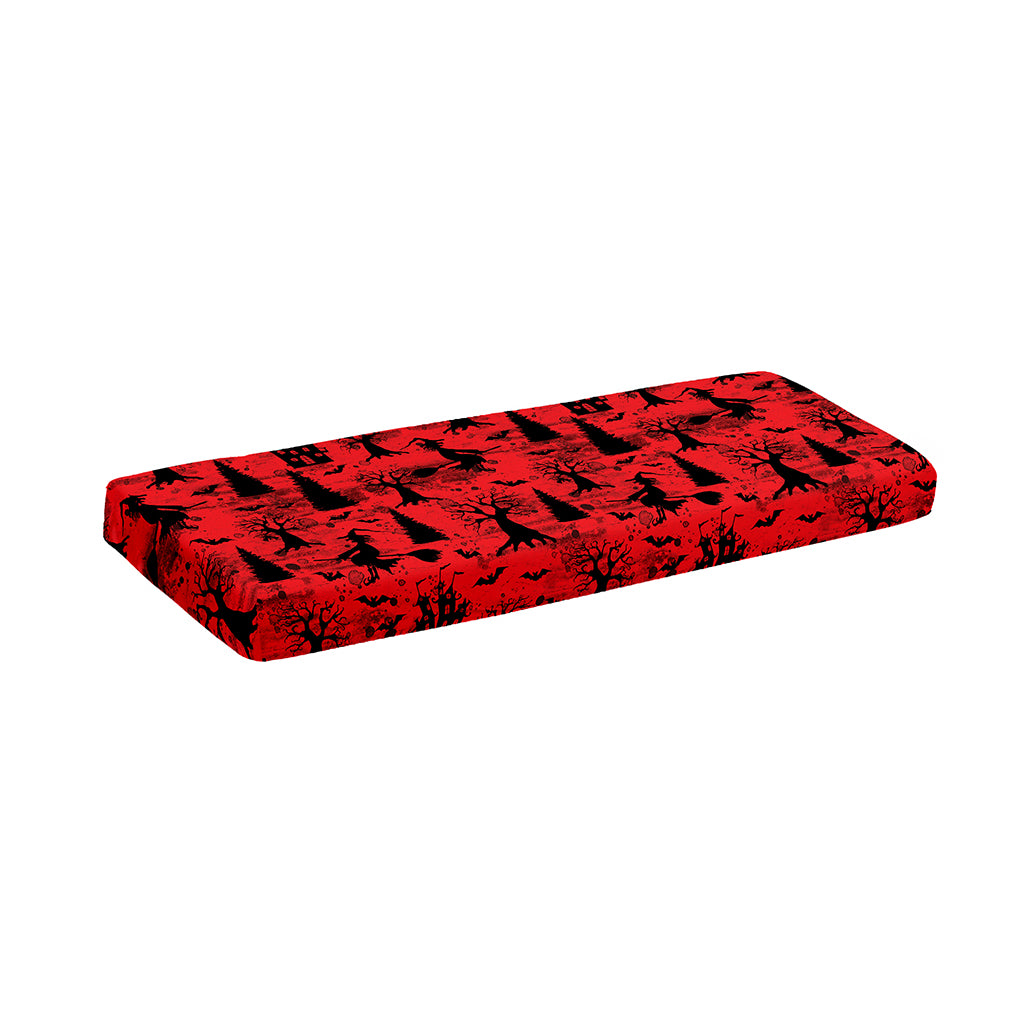 Red And Black Horror Witch Pattern Print Piano Keyboard Cover