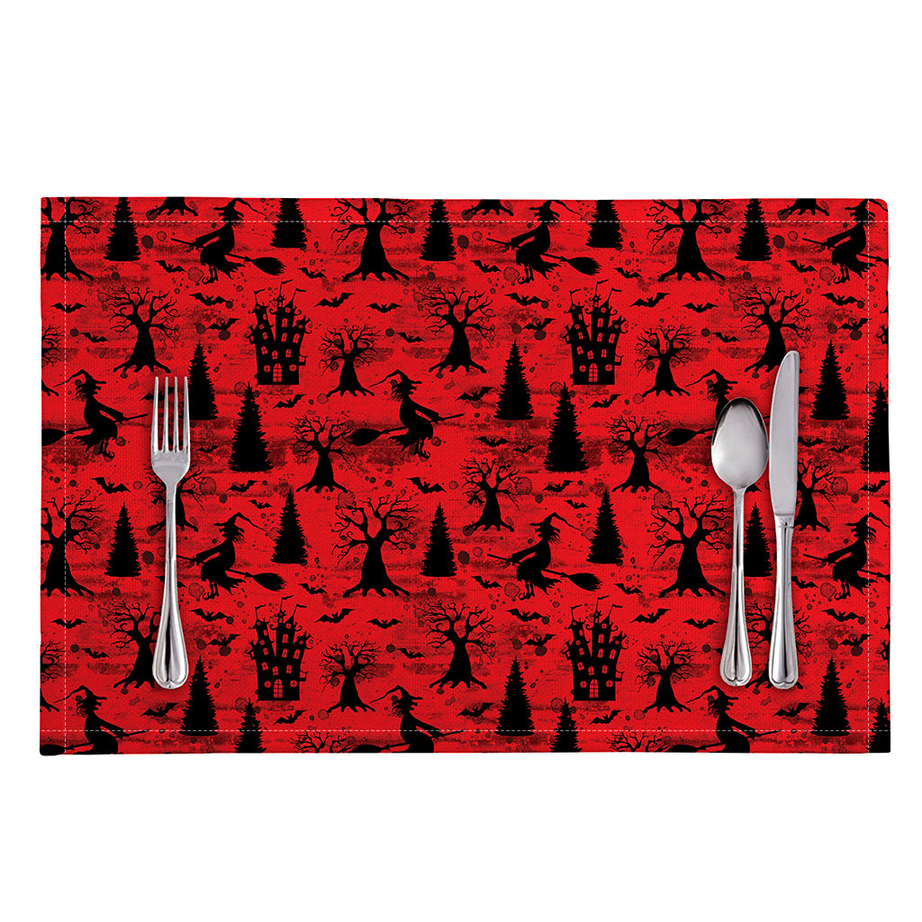 Red And Black Horror Witch Pattern Print Placemat