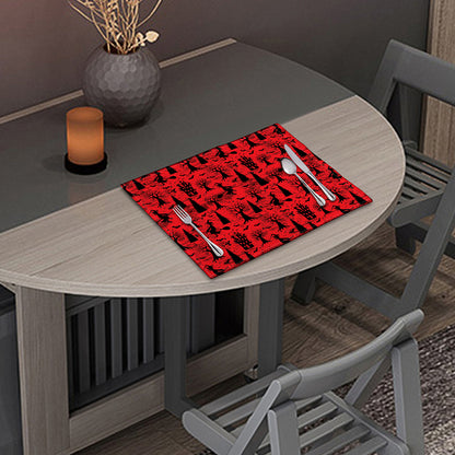Red And Black Horror Witch Pattern Print Placemat