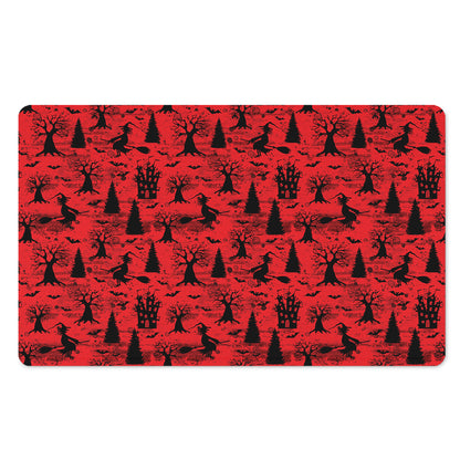 Red And Black Horror Witch Pattern Print Polyester Doormat