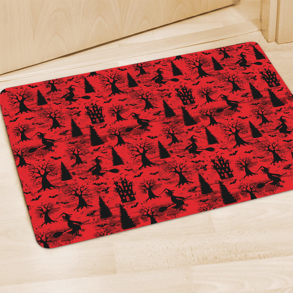 Red And Black Horror Witch Pattern Print Polyester Doormat