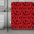 Red And Black Horror Witch Pattern Print Polyester Shower Curtain