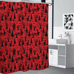 Red And Black Horror Witch Pattern Print Premium Shower Curtain