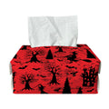 Red And Black Horror Witch Pattern Print Rectangle Tissue Box Cover