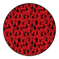 Red And Black Horror Witch Pattern Print Round Floor Mat
