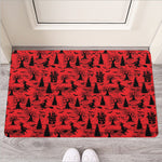 Red And Black Horror Witch Pattern Print Rubber Doormat