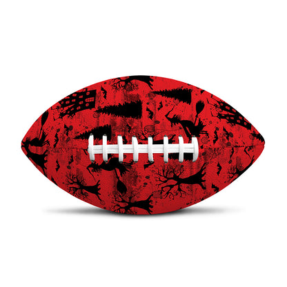 Red And Black Horror Witch Pattern Print Rugby Ball