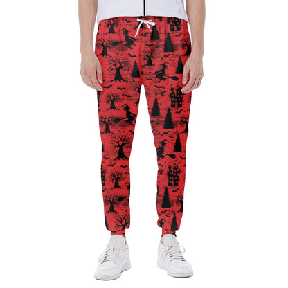 Red And Black Horror Witch Pattern Print Scuba Joggers