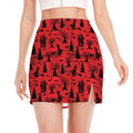 Red And Black Horror Witch Pattern Print Side Slit Mini Skirt