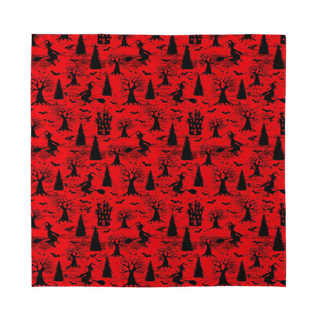 Red And Black Horror Witch Pattern Print Silk Bandana