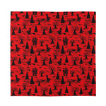 Red And Black Horror Witch Pattern Print Silk Bandana