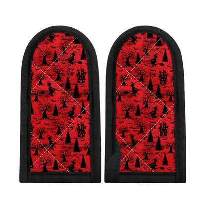 Red And Black Horror Witch Pattern Print Skillet Handle Cover