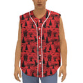 Red And Black Horror Witch Pattern Print Sleeveless Baseball Jersey