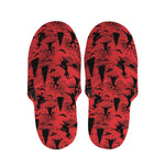 Red And Black Horror Witch Pattern Print Slippers