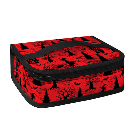 Red And Black Horror Witch Pattern Print Small Lunch Bag