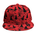 Red And Black Horror Witch Pattern Print Snapback Cap