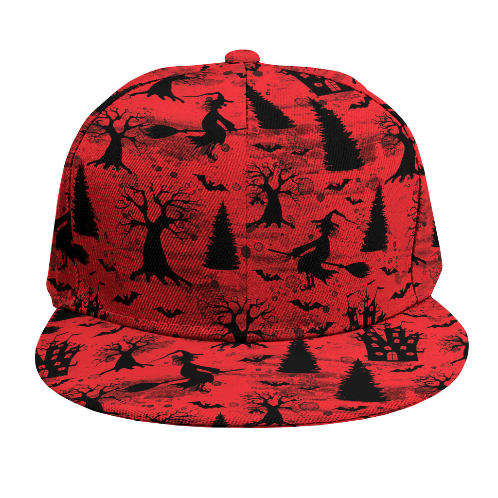 Red And Black Horror Witch Pattern Print Snapback Cap
