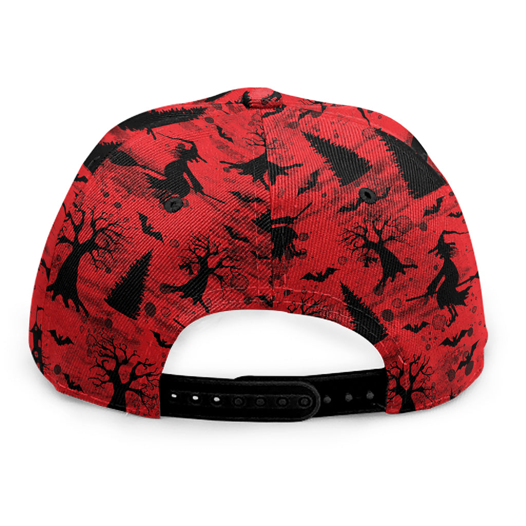 Red And Black Horror Witch Pattern Print Snapback Cap