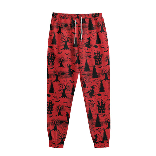 Red And Black Horror Witch Pattern Print Sweatpants