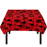 Red And Black Horror Witch Pattern Print Tablecloth