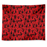Red And Black Horror Witch Pattern Print Tapestry