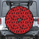 Red And Black Horror Witch Pattern Print Tire Cover With Camera Hole