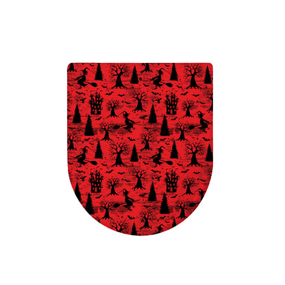 Red And Black Horror Witch Pattern Print Toilet Lid Cover