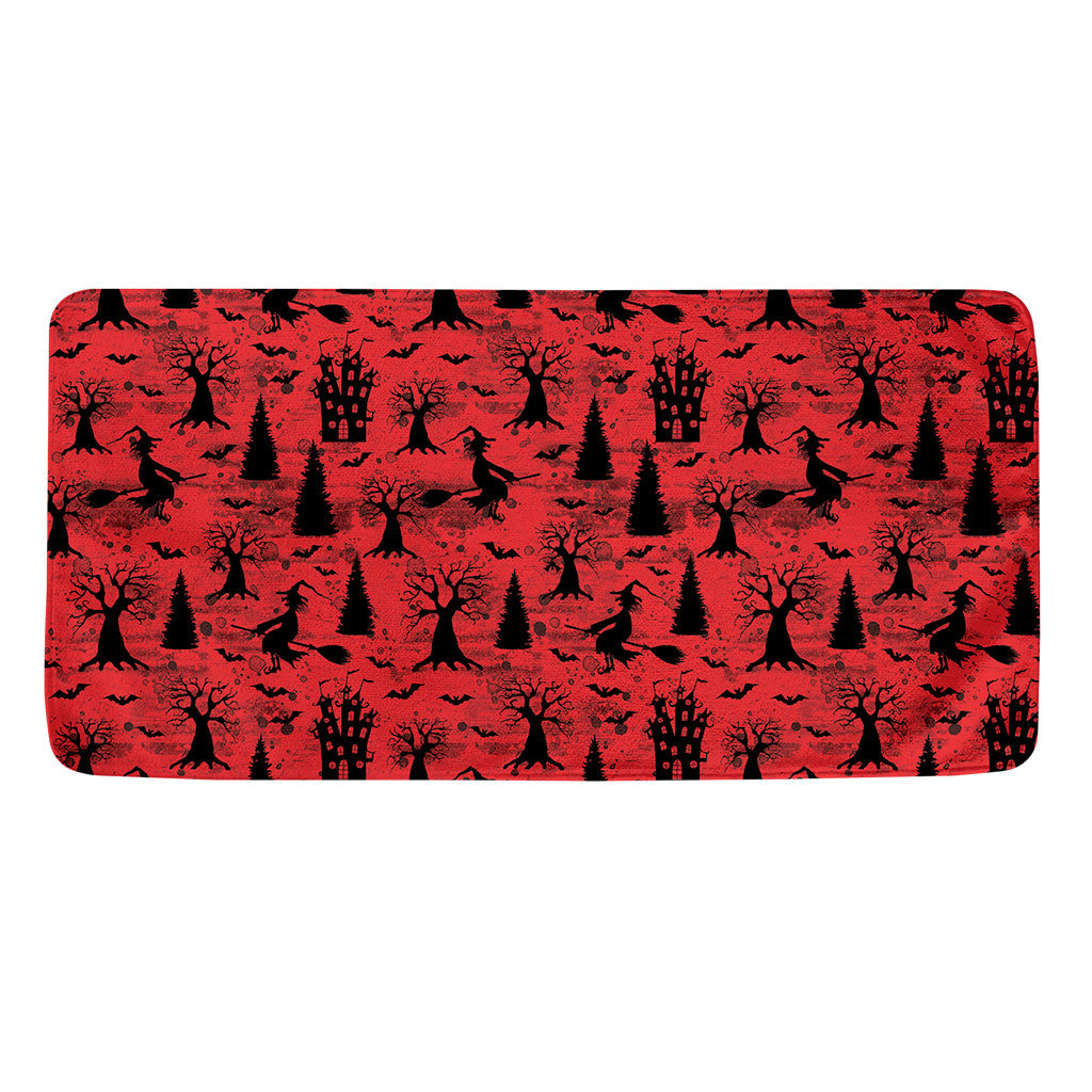 Red And Black Horror Witch Pattern Print Towel
