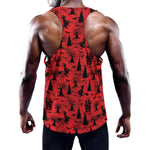 Red And Black Horror Witch Pattern Print Training Tank Top