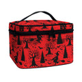 Red And Black Horror Witch Pattern Print Travel Makeup Bag