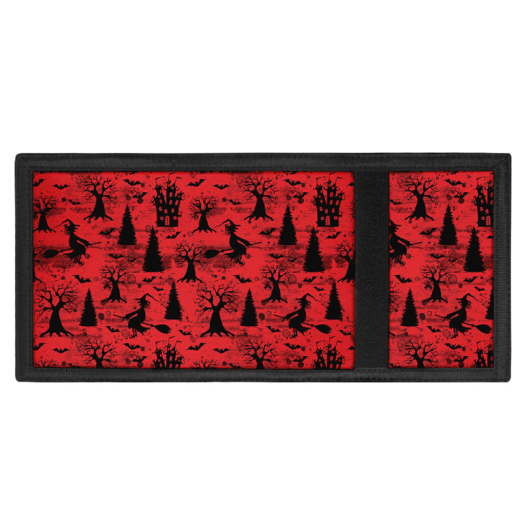 Red And Black Horror Witch Pattern Print Trifold Wallet