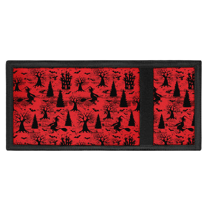 Red And Black Horror Witch Pattern Print Trifold Wallet