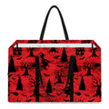 Red And Black Horror Witch Pattern Print Utility Tote Bag