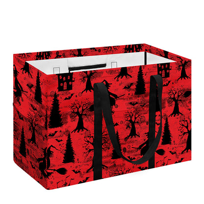 Red And Black Horror Witch Pattern Print Utility Tote Bag