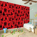 Red And Black Horror Witch Pattern Print Wall Sticker