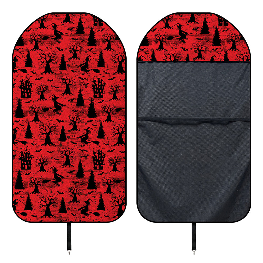 Red And Black Horror Witch Pattern Print Waterproof Car Seat Cover