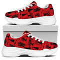 Red And Black Horror Witch Pattern Print White Chunky Shoes