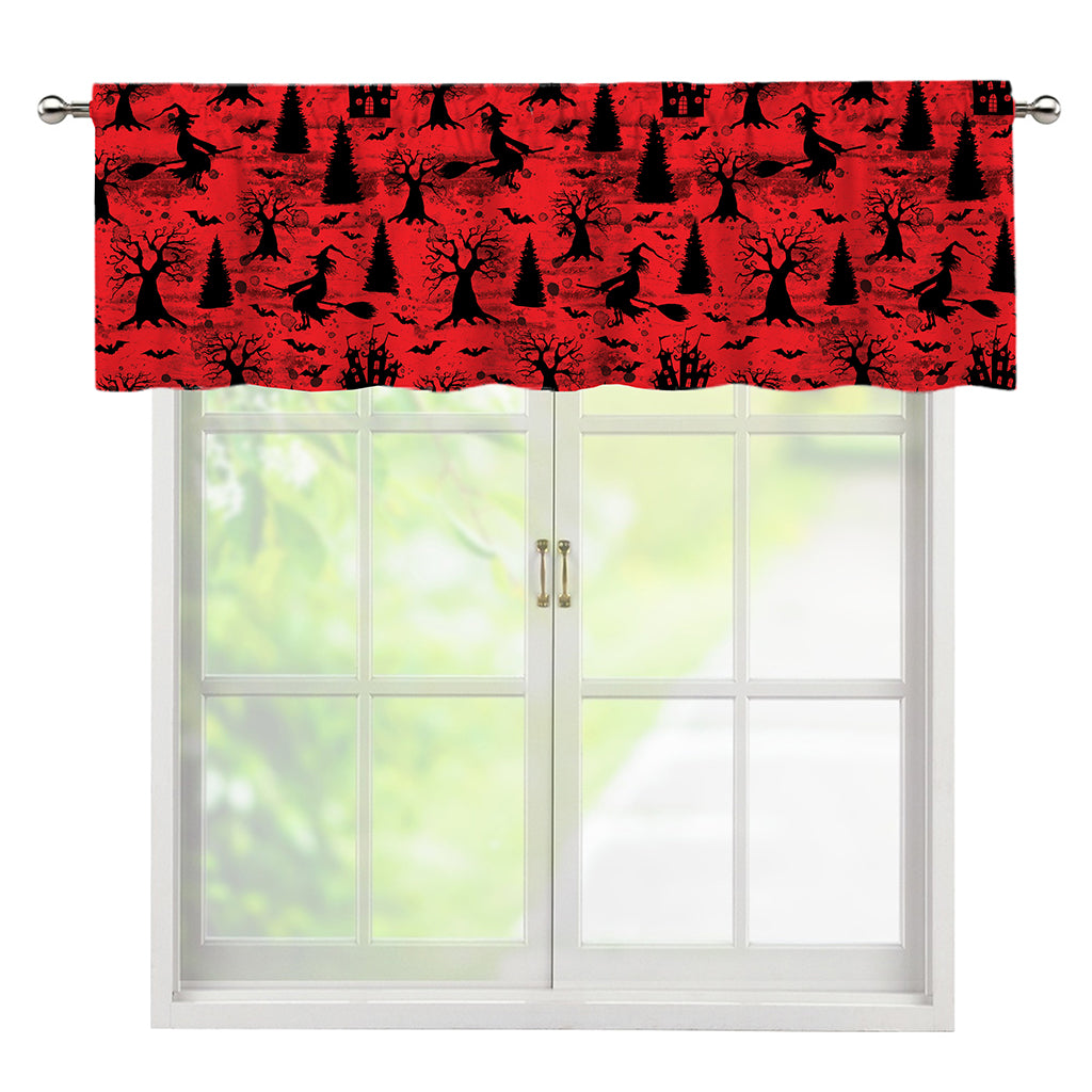 Red And Black Horror Witch Pattern Print Window Valance